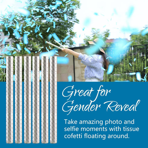 BATTIFE It's a Boy, 6 Pack Gender Reveal Confetti Wands for Baby Boy Shower Party Decorations