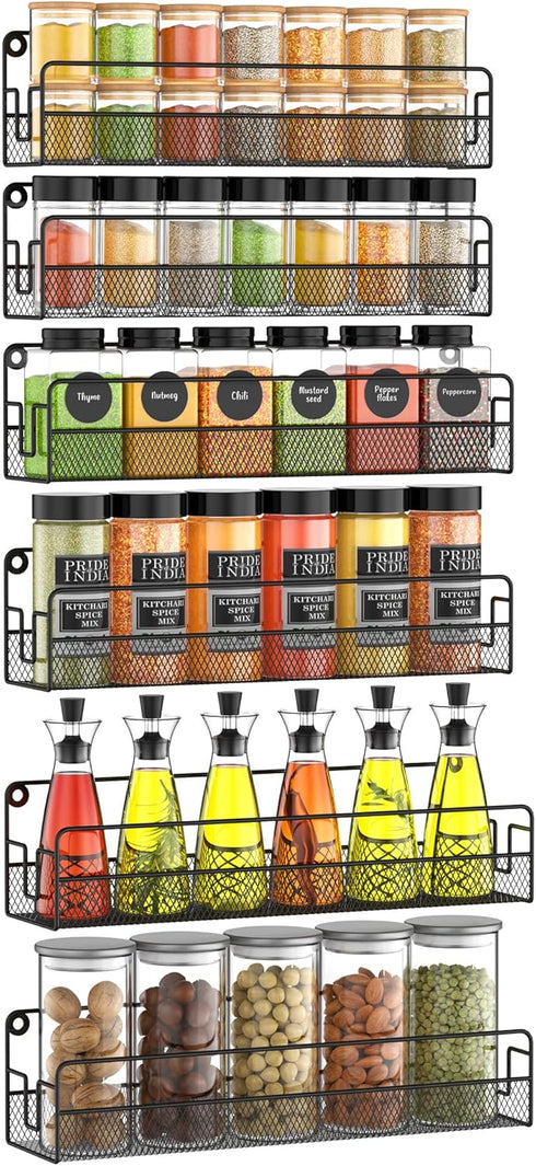 OneAhead Design Wall Mounted Spice Rack Organizer, Pantry Door Organizer & Hanging Storage Baskets,