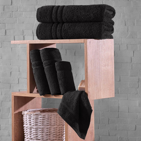 6 Set 2 2 2 Hawmam Linen Black Piece Bath Towels for Bathroom Original Turkish Cotton Soft, Absorbent and Premium Bath