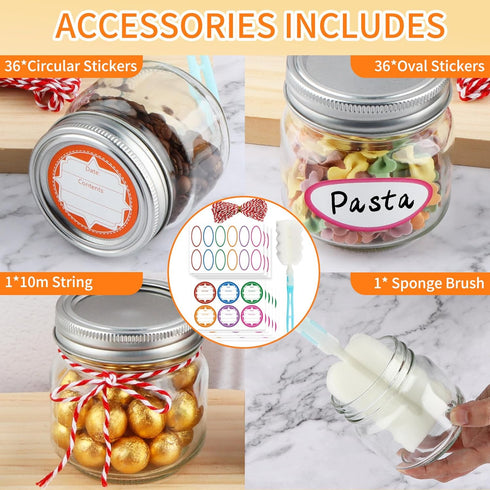 UrSpeedtekLive 30 Pack 8 oz Mason Jars with Regular Lids and Bands, Half Pint Canning Jars, Small Glass Jars for Honey