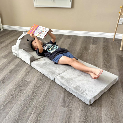Cozy Kids Sofa Bed with Removable Washable Cover & Magic-Tape Backrest Foldable Toddler Chair, Crystal Velvet Furniture