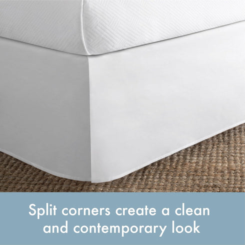 Home Classic Tailored Bed Skirt Dust Ruffle, Cotton Blend Design, 14" Drop Length, Twin XL, White by TODAY'S HOME