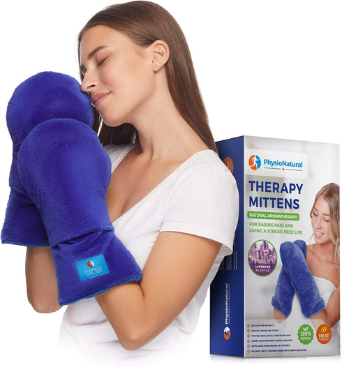 Microwave Safe Therapy Mittens with Flax Seeds for Moist Heat Therapy Relief for Hands, Stiff Joints, Inflammation