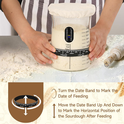 Coco Bird 50oz 17 Breads(1PCS) Pro Sourdough Starter Kit- Large Capacity Sourdough Starter Jar, Flavorful Fermentation