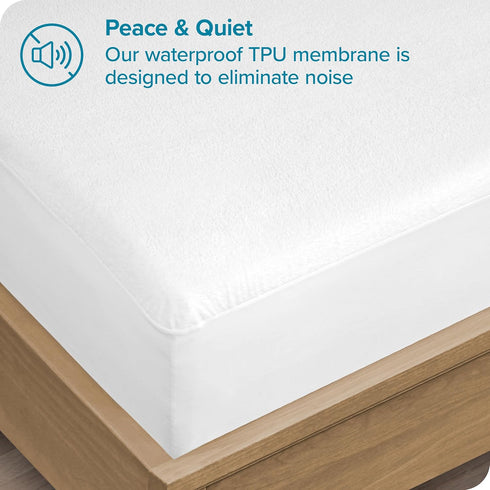 Bare Home Full Extra Long Mattress Protector - Premium 100% Waterproof, Cooling, Vinyl Free (Full XL, White)