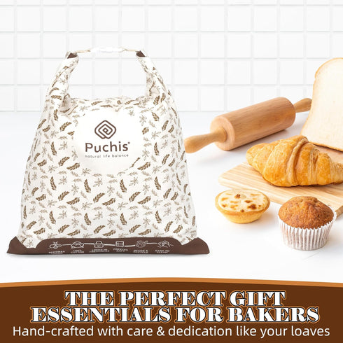 2-Pack 1713 Beeswax Bread Bags for Homemade Bread & Sourdough, Elegant XL Reusable Cotton Bread Storage Bags, Beeswax