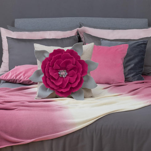 3D 18x18 Inch JWH Iris Flower Throw Pillow Cover Decorative Floral Accent Pillow Case Stereo Cushion Handmade