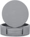 6 Pieces Grey Coasters for Drinks with Holder, Round Cup Mat Pad Protects Furniture from Coffee or Tea Marks
