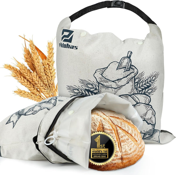 Piklohas Detachable Sourdough Bread Bags, 2 Sets Bread Storage for Homemade Sourdough,