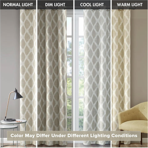 Sun Smart Blakesly Blackout Curtains, 50" x 84", Ikat Print, Thermal Insulated Light Blocking Drape
