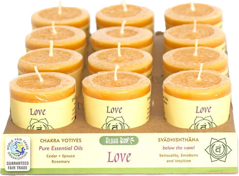 Premium Scented Hand Made Chakra Energy Candle | 12-pack Votive | Long Burn | Essential Oils Cedar, Spruce, Rosemary