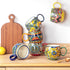 Set 6, 20 oz Henten Home Ceramic Coffee Mug of Colorful Coffee Cup with Handle, Boho Porcelian Mug for Cappuccino