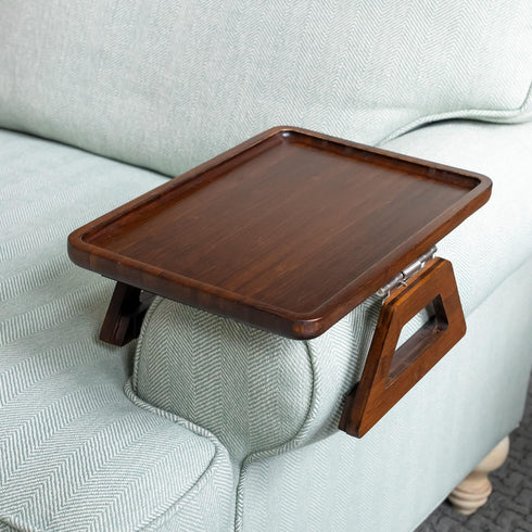 Shamrock Home Bamboo Trayble Couch Arm Table, Clip On Tray Sofa Table
