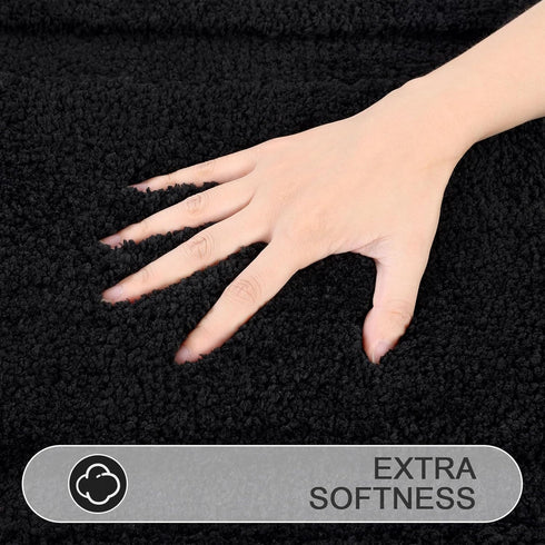 SHACOS Set of 2 Super Soft Black Bathroom Rugs, 32x20 inch Non Slip Washable Microfiber Bath Mats for Shower Tub