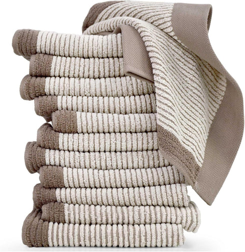 Cleanbear Wash Cloths 12 Pack, Jacquard Weaved Cotton Washcloth for Body and