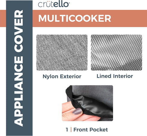 Crutello Dust Cover with Storage Pocket, Compatible with Instant Pot 8 Quart, Measures 13.25" x 14.75"