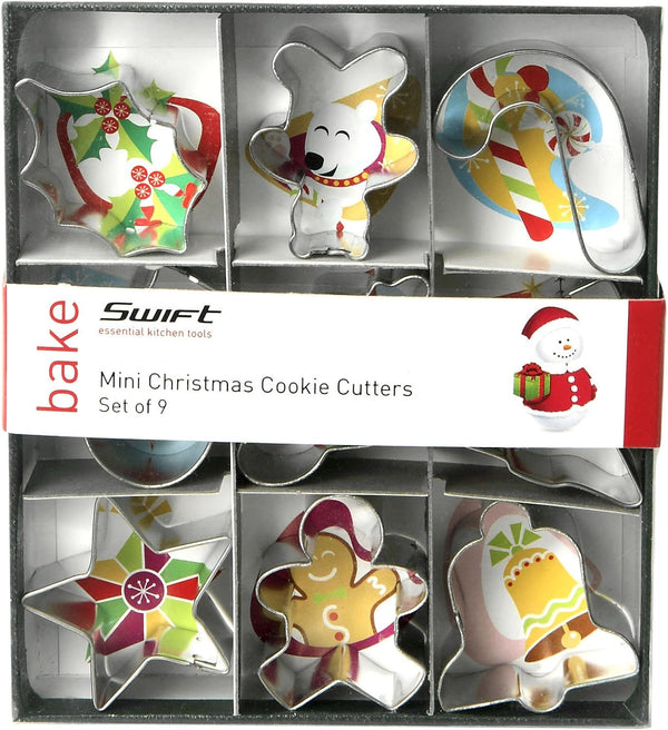 Dexam 17848974 4 cm Tinplate Mini Christmas Cookie Cutters, Set of 9