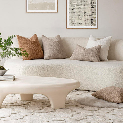 Cozy 12 20 Inch,Beige Foindtower Textured Boucle Throw Pillow Covers Accent Solid Lumbar Pillow Cases Soft Decorative