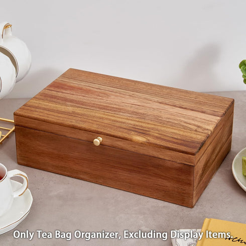 SARUFO Packet 8-Compartment Acacia Wood Tea Bag Organizers, Tea Storage Boxes, Tea Caddy for Tea Bags Chest, Teabag