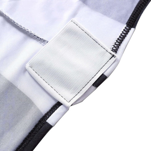 2" 160GSM Efavormart Black & White Striped Spandex Stretch Fitted Folding Chair Cover with Foot Pockets - Premium