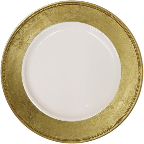 Charge It by Jay 13” Leaf Charger Plate, Decorative Melamine Service Plate for Home, Professional Dining, Gold