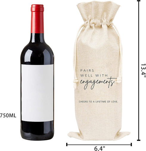Wedding Gift Wine Bags - Burlap Wine Bottle Cover Bag for Engagement, Bridal Shower, and Bachelorette Party Favor