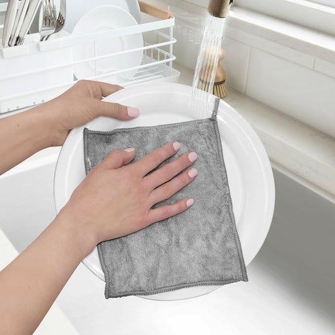 91% 6 7x9 Oggi Bambou Odor-Free Kitchen Washcloths - Natural Kitchen Dish Cloths, Bamboo-Derived Rayon Cellulose Fiber