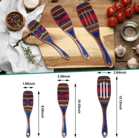 Spurtle Set, Wooden Kitchen Utensils for Cooking, Pakkawood Serving Spatula Spoon, Home & Kitchen Gift