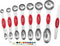 Spring Chef Red Stainless Steel Magnetic Measuring Spoons Set of 8 with Leveler, Kitchen Gadgets for Baking & Cooking