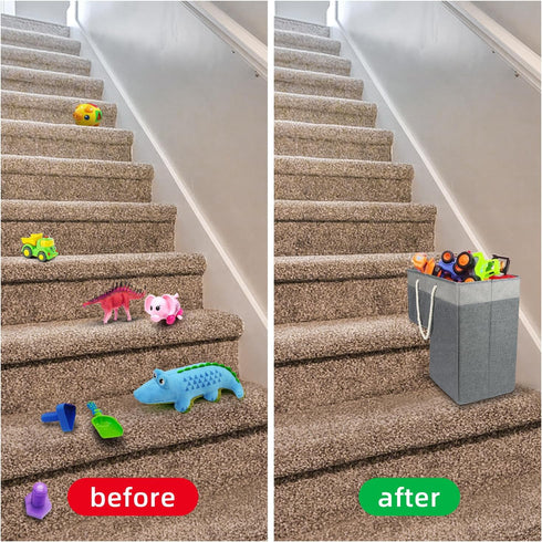 slcinwzdt Stairs,16" Stair Basket for Stairs with Handle, Staircase Baskets for Carpeted and Wooden Step Storage