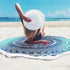 Swimming 59 Microfiber Mandala Round Blue Beach Towel Blanket, Oversized Quick Dry Super Absorbent Thick Towel for Pool