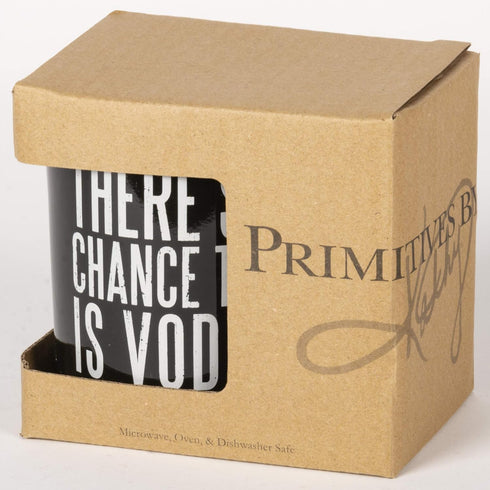 Primitives by Kathy Black and White Stoneware Coffee Mug, 20-Ounce, "There's A Chance This is Vodka"