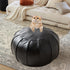 Louis Donn Round Unstuffed Faux Leather Pouf Ottoman Cover, Portable Indoor Outdoor Foot Rest Cover with Invisible