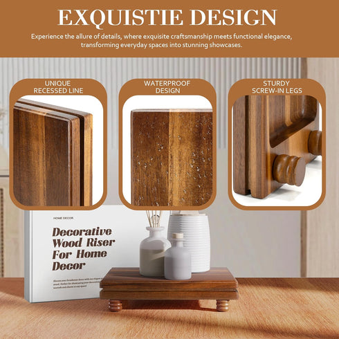 EOSAHR Unique Wood Riser Display Stand for Home Decor Farmhouse Riser for Decor as Plant Stand & Soap Holder - Ideal
