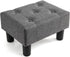 Poofzy Small Foot Stool Ottoman, Linen Ottoman Foot Rest with Legs, Rectangle