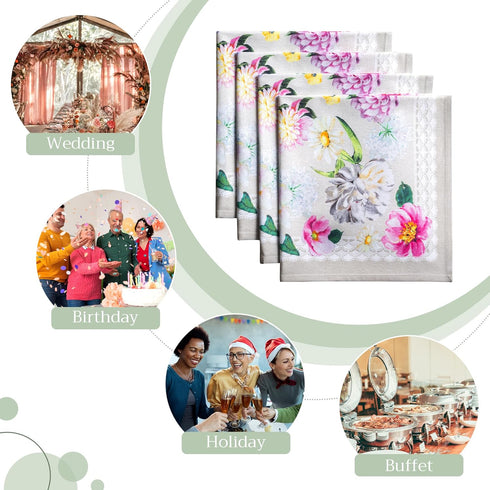 Maison d' Hermine Cloth Napkins Set of 4 - 100% Cotton, Reusable Square Napkins, 20" x 20"