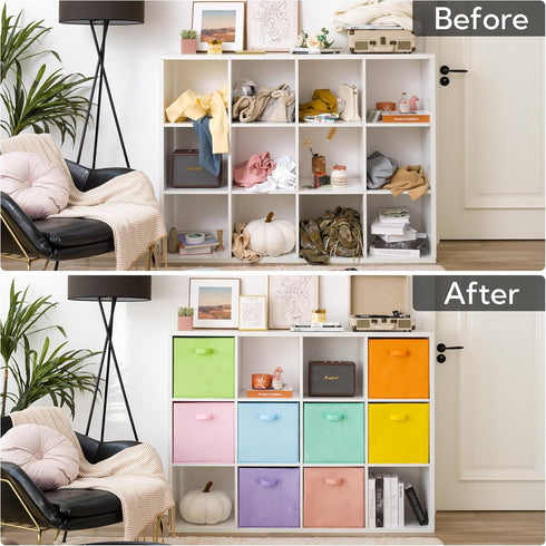 GRANNY SAYS 8-Pack Cube Storage Bins, 13x13x13 Collapsible Fabric Storage Organizer with Handle, Toy Baskets for Kids