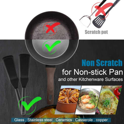 Silicone Thin Spatula, Long Omelet Turner, Heat Resistant Non Stick Cooking Spatula for Pancakes
