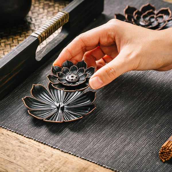 2 Pack Brass Lotus Incense Burner, Incense Holder for Sticks