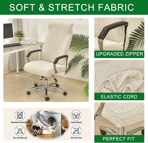 CRFATOP Office Chair Covers Stretchable Desk Chair Cover with Zipper Universal Rotating Computer Chair Cover Washable Office Chair Seat Cover Armchair Cover Slipcovers for Desk Computer Chair,M,08 by CRFATOP