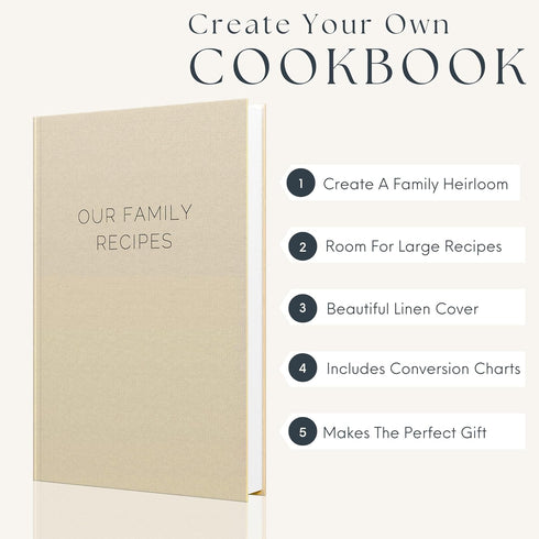 Blank Recipe Book To Write In Your Own Recipes - Family Cookbook Journal with Templates