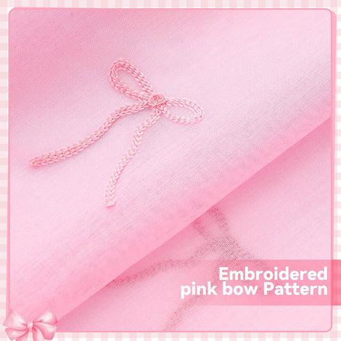 Tegeme 2 84 Inches Panels Pink Bow Sheer Curtains Long Embroidered Voile Curtains Decorative Coquettish Sheer Shades
