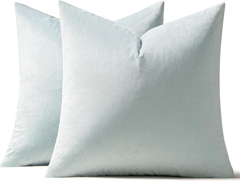 MIULEE Pack of 2 Velvet Pillow Covers, 18x18 Inch Soft Solid Cushion Case for Spring Sofa & Bedroom, Baby Blue