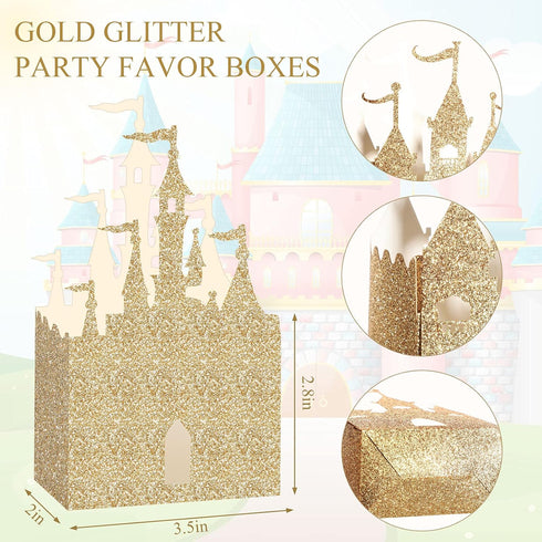 Geiserailie 20 Pieces Castle Box, Glitter Princess Candy Box for Favor Treat Gift, Baby Shower Wedding Supplies