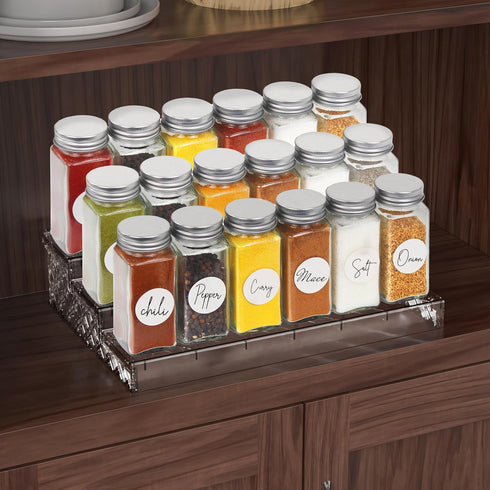 4 12 Pack Simple Houseware Spice Jars Ounce Square Glass Bottles with Shaker Lids, Funnel and Labels for Seasoning