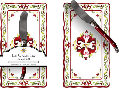Le Cadeaux Vischio Holiday Collection Melamine Butter Dish Set