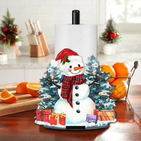 Countertop Snowman Paper Towel Holder, Christmas Paper Holder, Winter Holiday Decoration for Kitchen Bathroom Home