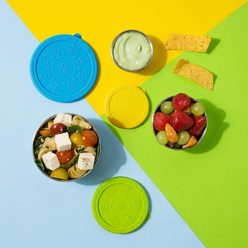 Everusely Stainless Steel Snack Containers for Kids, Lunch Containers with Lids, Metal Lunch Box, Stainless Steel