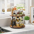 12" 2 Countertop KLM Wood Lazy Susan, Rotating Spice Rack, Tier Spice Turntable Organizer, Industrial Turntable Spice