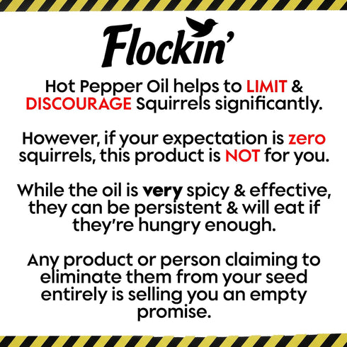 (16oz) Flaming Hot Pepper Bird Seed Oil - Extremely Spicy Squirrel Seed Sauce - Helps Limit Squirrels at Bird Feeders